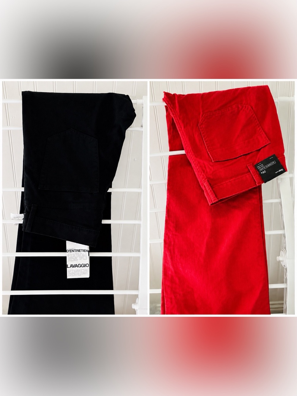 2 Pair of Gap Denim Jeans, Black and Pink, Authentic Flare, Size 28s, 28r